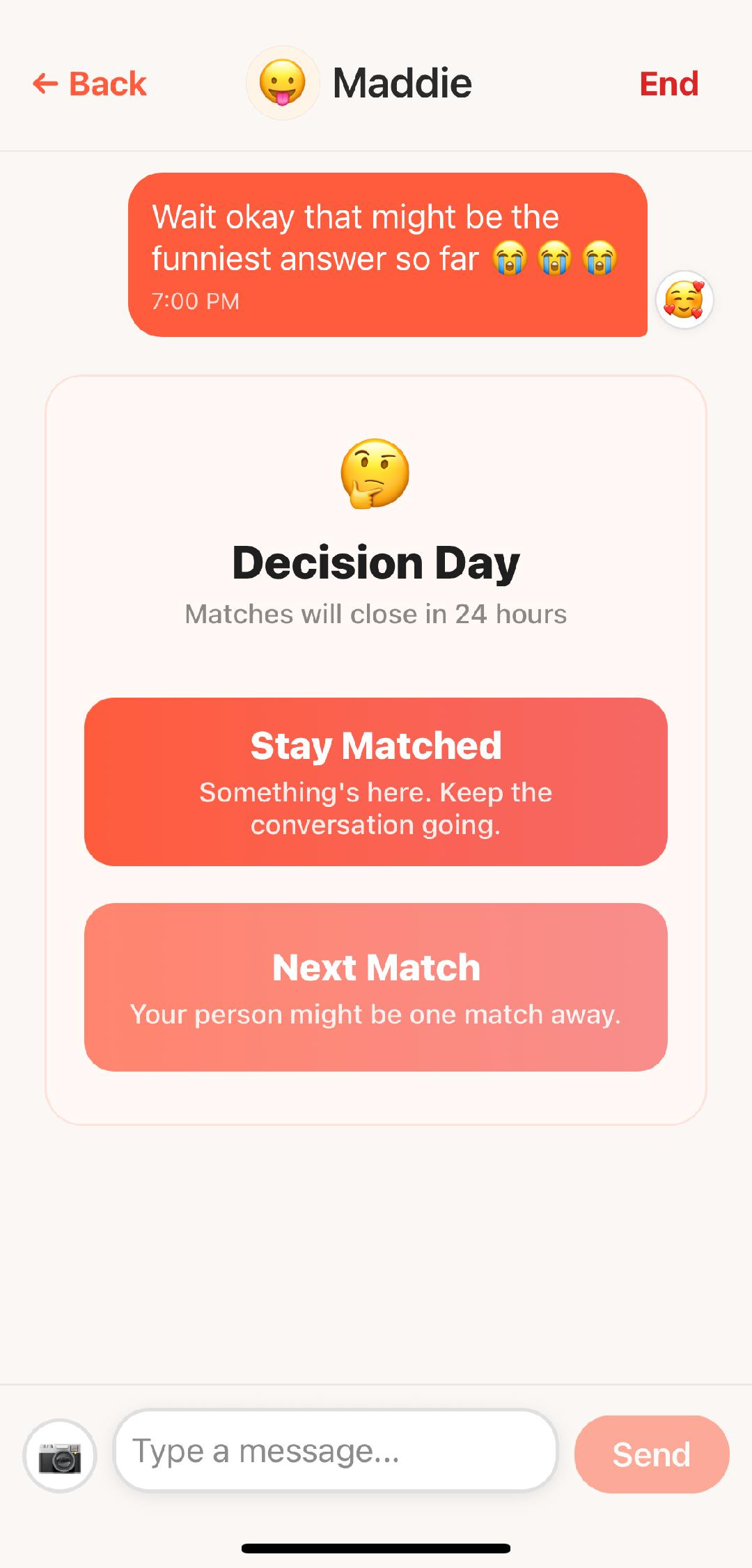 Chance app: decision day
